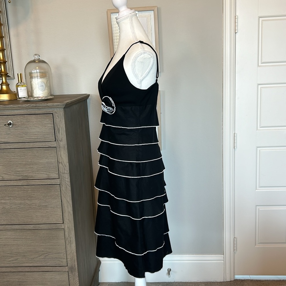 Citrine: Tiered Black and White Spaghetti Strap A Line Dress, Size 8 - Picture 7 of 15